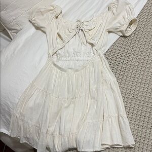 SABO White Linen Blend Cherise Dress Size Small